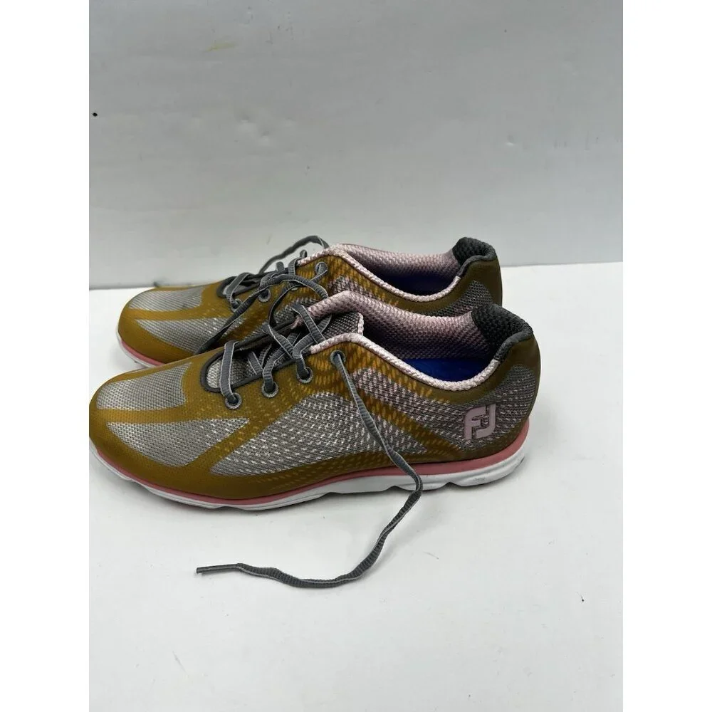 FootJoy Women's FJ 98000 EmPower Pink/Grey/Gold Spikeless Golf Shoes Sz 8 M